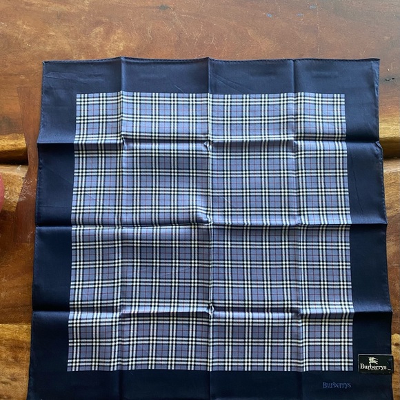 BURBERRY CHECK BLUE HANDKERCHIEF - Picture 3 of 7